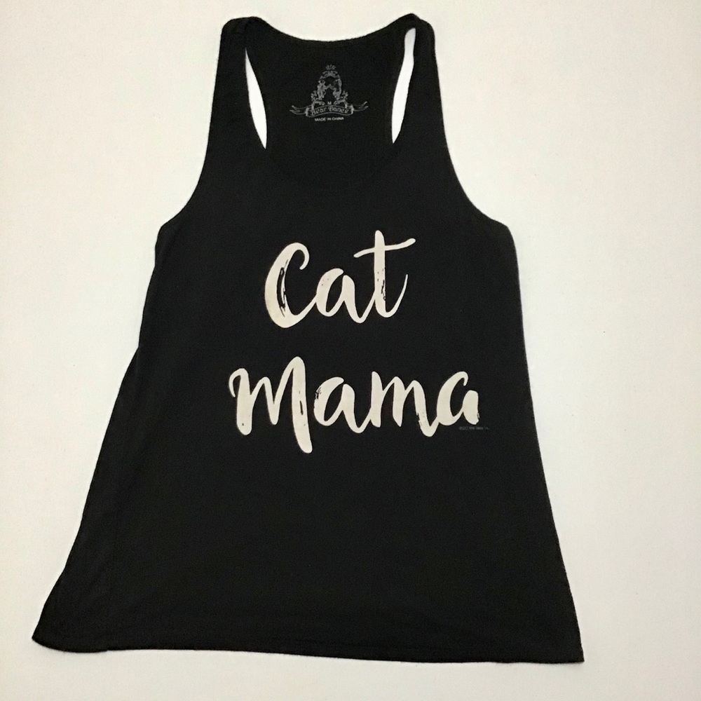 Cat Mama Black Tank Top Sz M